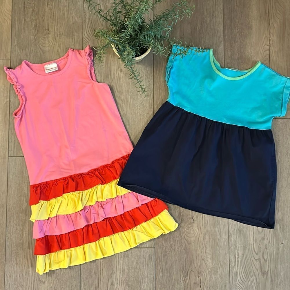 ((2 PIECE)) HANNA ANDERSSON COTTON DRESS AND TUNIC TOP BUNDLE SIZE 8 EEEUC